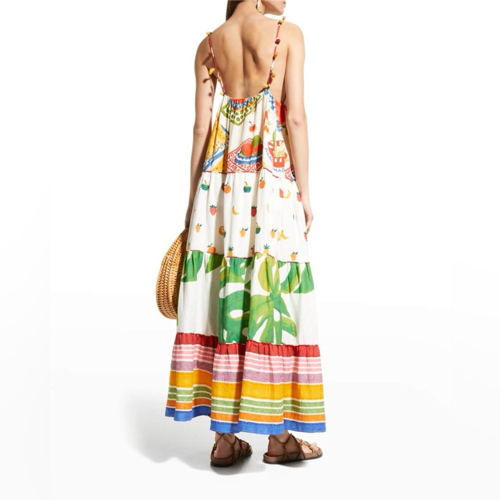 NWT Farm Rio Mixed Picnic V Neck Maxi Dress - Picture 6 of 10
